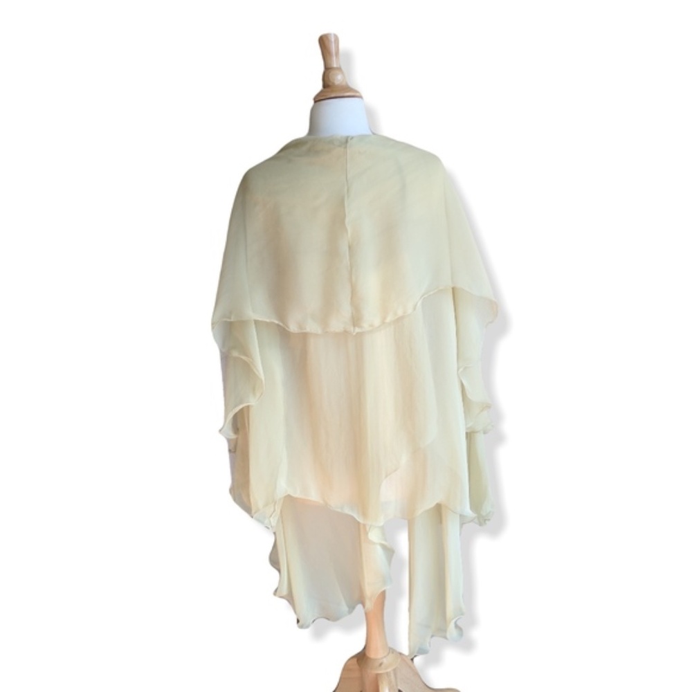 D&G goddess silk chiffon high low wrap | mustard  sheer - Picture 4 of 5